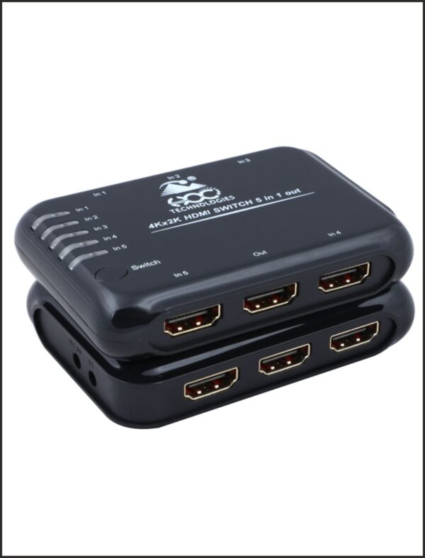 HOC HDMI SWITCH 5PORT WITH POWER 4K