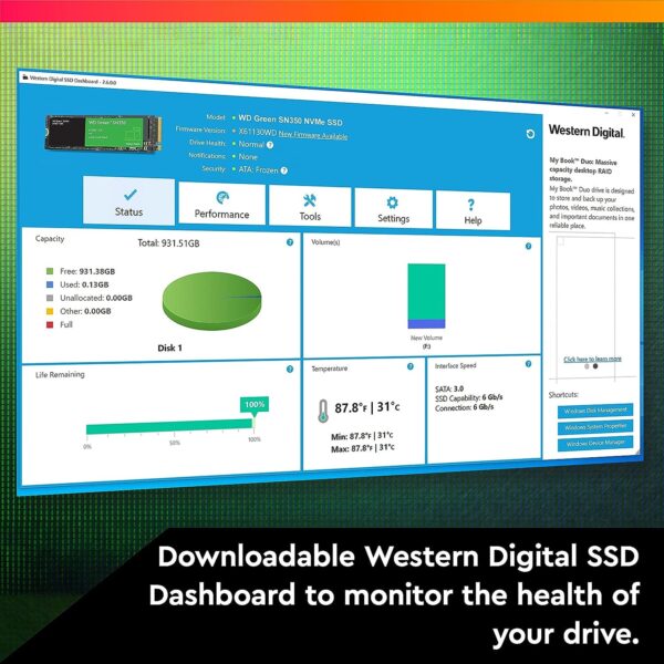 Western Digital WD Green SN350 NVMe 480GB, Upto 2400MB/s, 3 Y Warranty, PCIe Gen 3 NVMe M.2 (2280), Internal Solid State Drive - Image 7