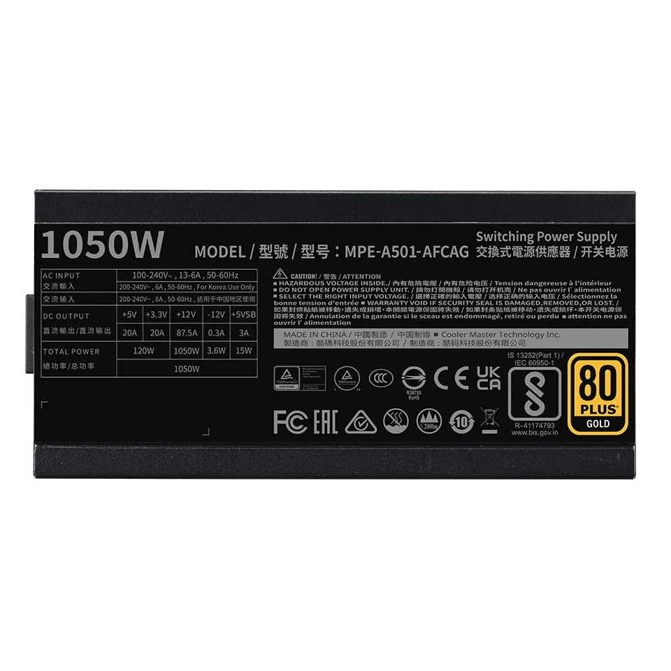 SMPS COOLER MASTER MWE GOLD 1050W V2